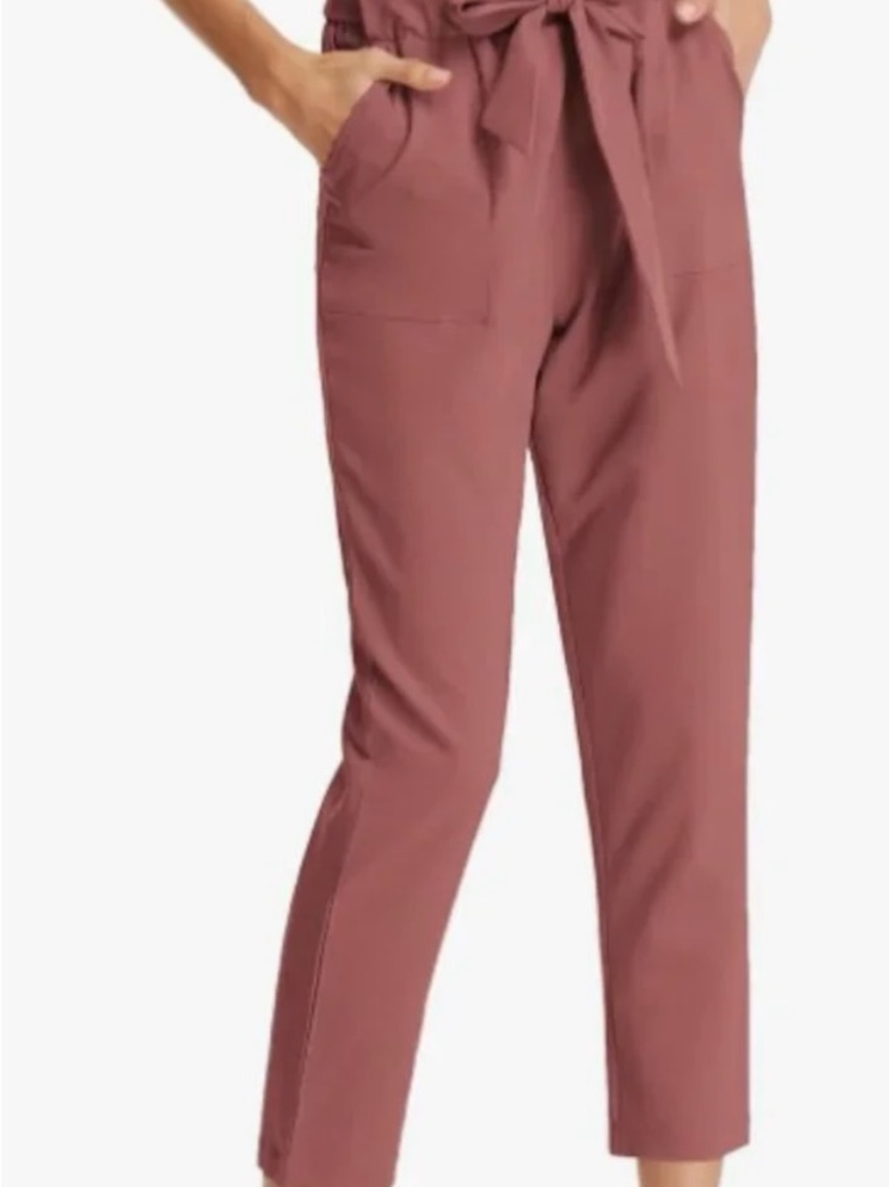 Grace Karin Mauve Paperbag Waist Ankle Pants